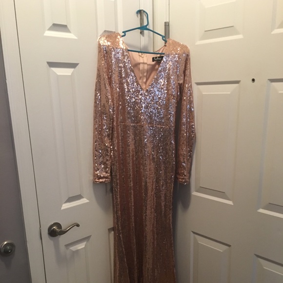 Rose gold floor length dress - Picture 2 of 5